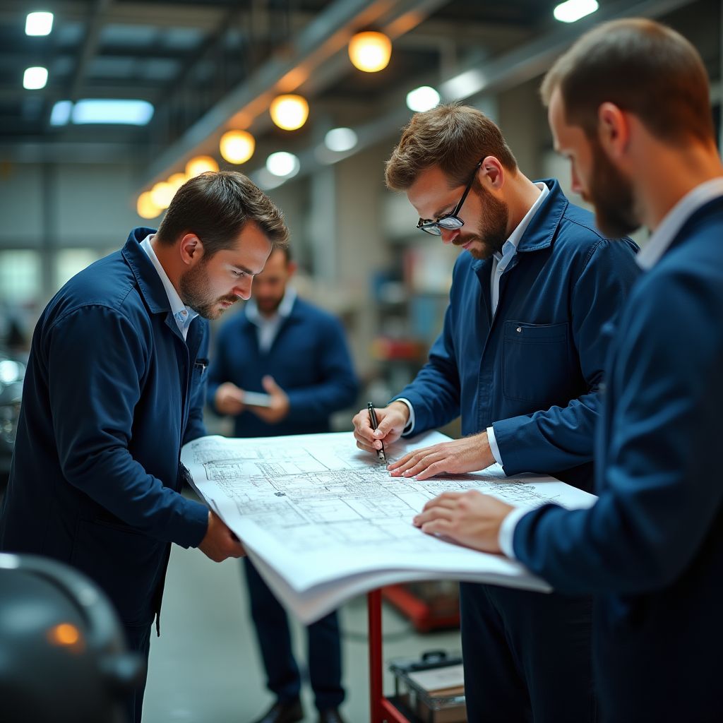 Equipo de expertos en planificación de talleres automotrices